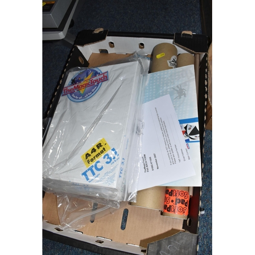 508 - A HEAT TRANSFER PRESS AND A BOX OF SUPPLIES comprising a heat transfer press unit (untested) and a b... 