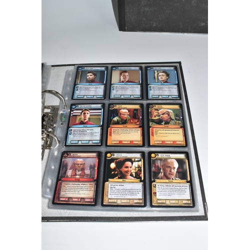 513 - THREE FOLDERS OF STAR TREK CARDS, includes complete sets of the Second Edition, Energize, Call To Ar... 