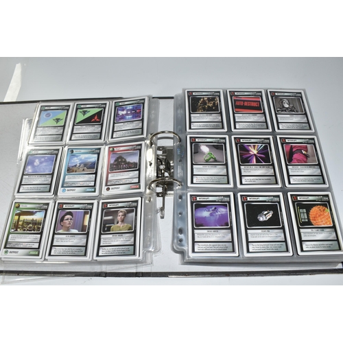 513 - THREE FOLDERS OF STAR TREK CARDS, includes complete sets of the Second Edition, Energize, Call To Ar... 