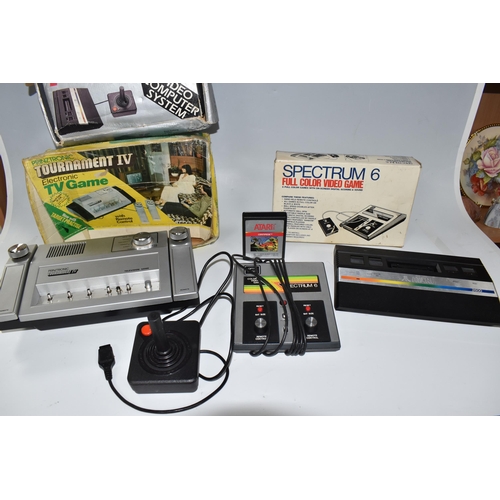 514 - THREE VIDEO GAME SYSTEMS BOXED, includes an Atari 2600 (with Centipede and a controller), Spectrum 6... 