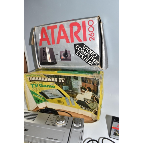 514 - THREE VIDEO GAME SYSTEMS BOXED, includes an Atari 2600 (with Centipede and a controller), Spectrum 6... 