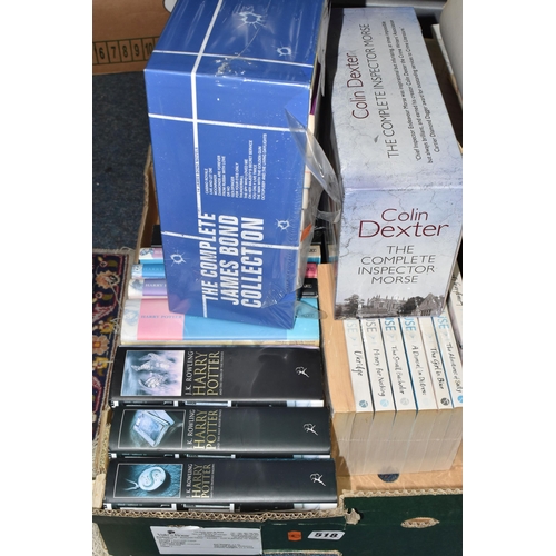 518 - ONE BOX OF BOOKS AND TWO BOXED SETS OF BOOKS, comprising fifty-one titles in hardback and paperback ... 