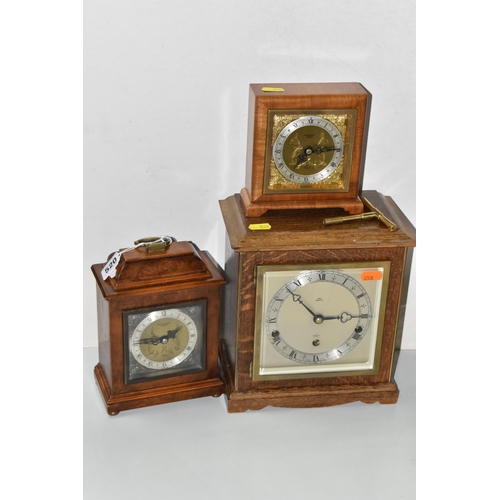 520 - A GROUP OF THREE ELLIOTT CLOCKS comprising a square wind up Elliott Clock by W.R Bullen Norwich with... 