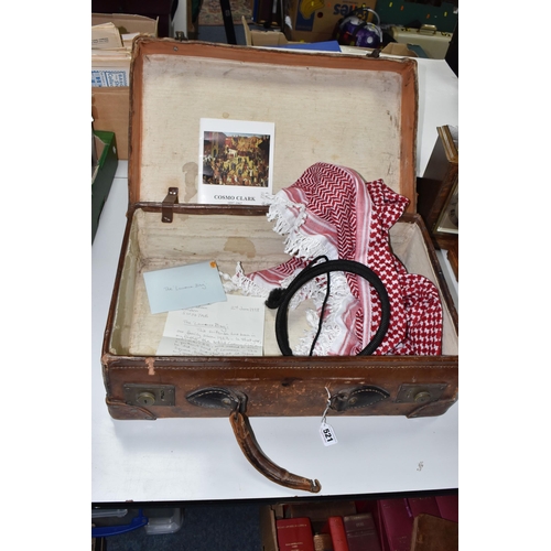 521 - A LEATHER SUITCASE SAID TO HAVE BEEN OWNED BY T.E. LAWRENCE OF ARABIA, approximate dimensions -  wid... 