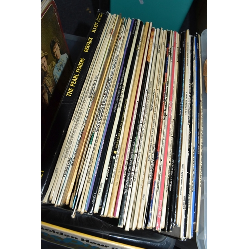 525 - THREE BOXES OF RECORDS, to include approximately one hundred and twenty LPs including classical and ... 