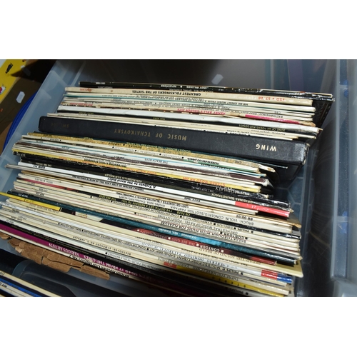 525 - THREE BOXES OF RECORDS, to include approximately one hundred and twenty LPs including classical and ... 