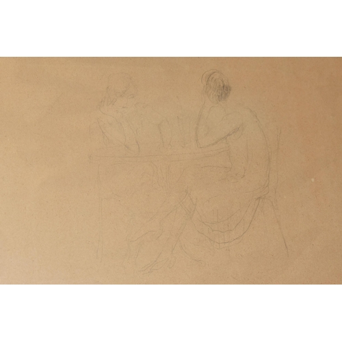 528 - ATTRIBUTED TO FRITZ WRAMPE (1893-1934) TWO PENCIL SKETCHES, the first depicting figures at a cafe, ,... 