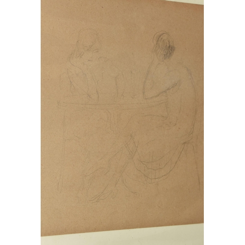 528 - ATTRIBUTED TO FRITZ WRAMPE (1893-1934) TWO PENCIL SKETCHES, the first depicting figures at a cafe, ,... 