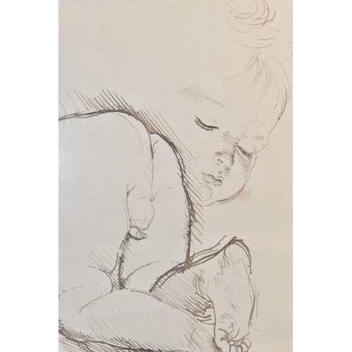 536 - AUGUSTUS EDWIN JOHN (WELSH 1868-1961) 'PYRAMUS ASLEEP', a study of a naked sleeping baby, approximat... 