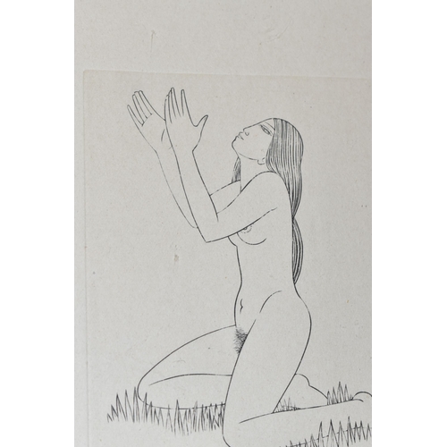 537 - ERIC GILL (BRITISH 1882-1940) 'EARTH WAITING', a copperplate engraving depicting a nude female figur... 