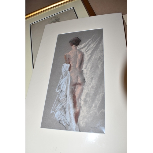 541 - HARRY RILEY (1895-1966) STANDING NUDE, a pastel drawing depicting a nude female figure viewed from b... 