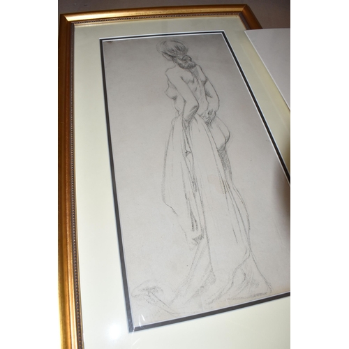 541 - HARRY RILEY (1895-1966) STANDING NUDE, a pastel drawing depicting a nude female figure viewed from b... 