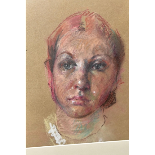 545 - TWO 20TH CENTURY FEMALE PORTRAIT STUDIES, comprising an unsigned pastel portrait of the head of a wo... 