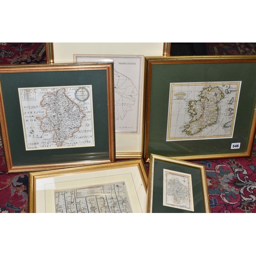 546 - FIVE ANTIQUARIAN MAPS, four of Warwickshire and one of Ireland engraved for Walkers Geography & cc, ... 