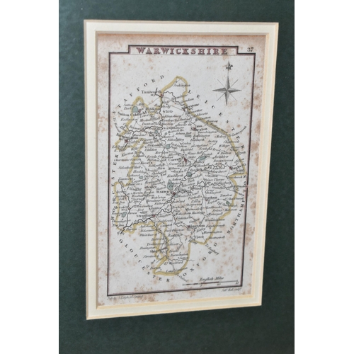 546 - FIVE ANTIQUARIAN MAPS, four of Warwickshire and one of Ireland engraved for Walkers Geography & cc, ... 