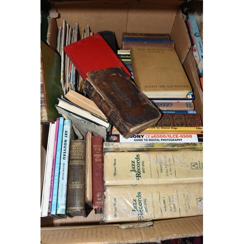 547 - FIVE BOXES OF BOOKS to include sixteen early twentieth century volumes of Rudyard Kipling's works, t... 