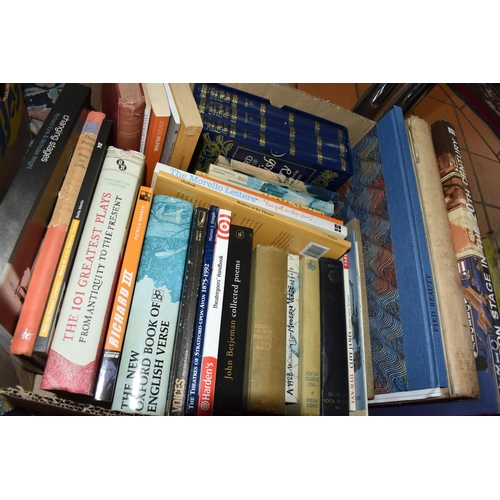 562 - TWO BOXES OF BOOKS ON POETRY, POLITICS AND THE THEATRE containing approximately fifty-three titles i... 