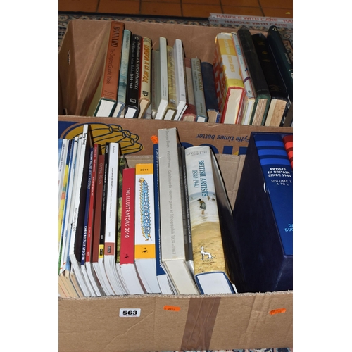 563 - TWO BOXES OF BOOKS ON ART / ARTISTS containing approximately forty titles in hardback and softback f... 