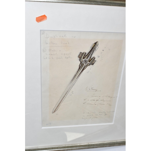 565 - LESLIE HURRY (1909- 1978) a series of four design sketches for swords, spears and shields for Richar... 