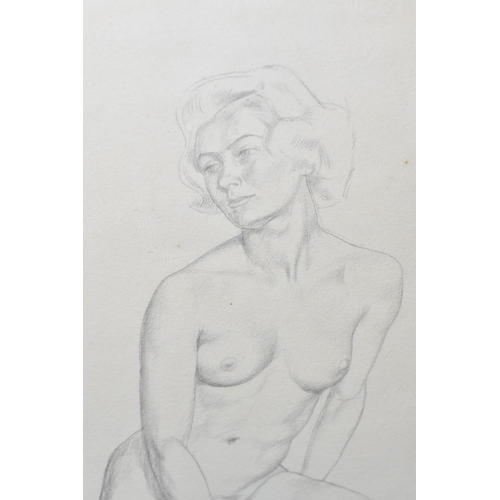 566 - HAROLD WILLIAMSON (BRITISH 1892-1978) SEATED FEMALE NUDE, a full length figure study of a seated fem... 