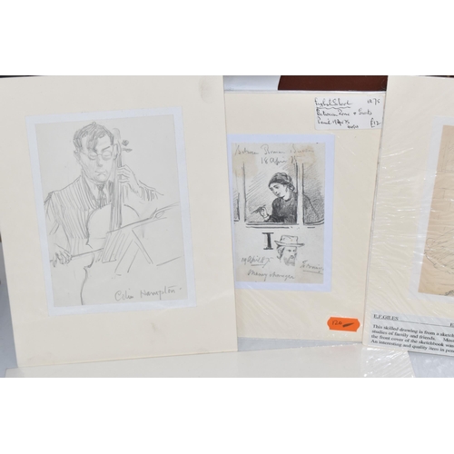 585 - SEVEN 19TH / 20TH CENTURY DRAWINGS AND WATERCOLOURS, comprising a watercolour of figures inside Chat... 