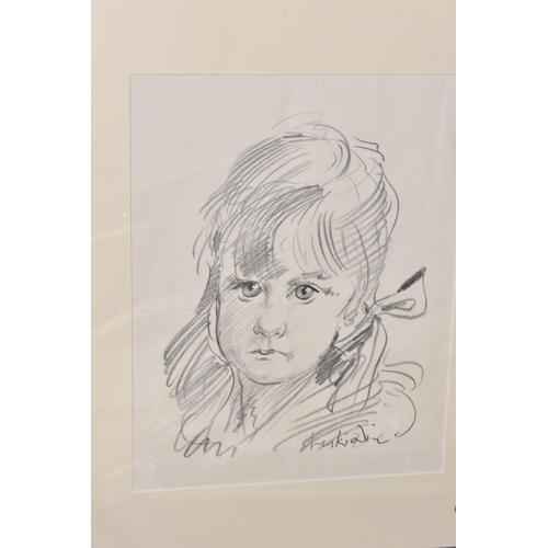 586 - ROBERT LENKIEWICZ (1941-2002) PORTRAIT OF A YOUNG GIRL, a pencil sketch, signed lower right, approxi... 