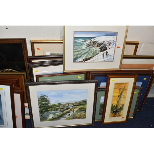 597 - A QUANTITY OF PICTURES AND PRINTS ETC, to include watercolours by Angela Moody, subjects include sum... 