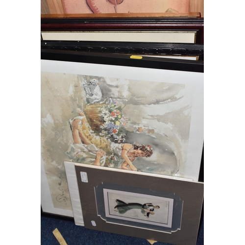 600 - A QUANTITY OF ASSORTED PRINTS ETC, to include print reproductions of paintings, subjects include lan... 