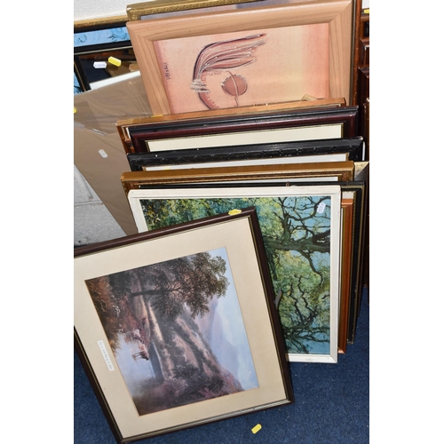 600 - A QUANTITY OF ASSORTED PRINTS ETC, to include print reproductions of paintings, subjects include lan... 