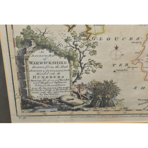 604 - TEN FRAMED ANTIQUARIAN AND LATER MAPS, several of Warwickshire, including a 1729 Henry Beighton 'A M... 