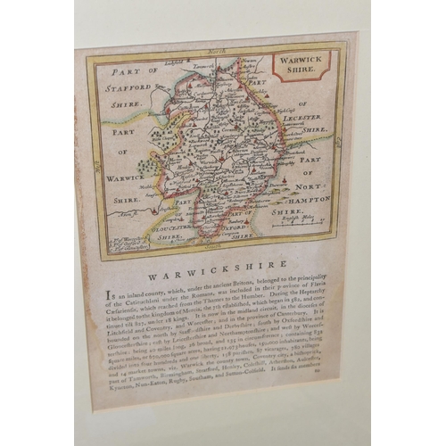 604 - TEN FRAMED ANTIQUARIAN AND LATER MAPS, several of Warwickshire, including a 1729 Henry Beighton 'A M... 