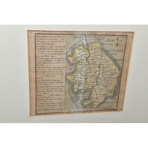 604 - TEN FRAMED ANTIQUARIAN AND LATER MAPS, several of Warwickshire, including a 1729 Henry Beighton 'A M... 