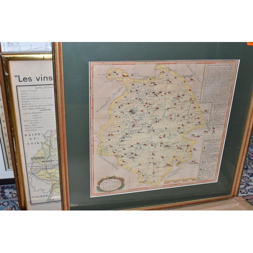 604 - TEN FRAMED ANTIQUARIAN AND LATER MAPS, several of Warwickshire, including a 1729 Henry Beighton 'A M... 