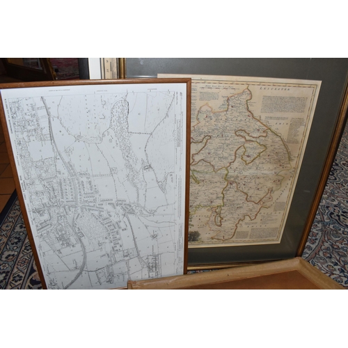 604 - TEN FRAMED ANTIQUARIAN AND LATER MAPS, several of Warwickshire, including a 1729 Henry Beighton 'A M... 