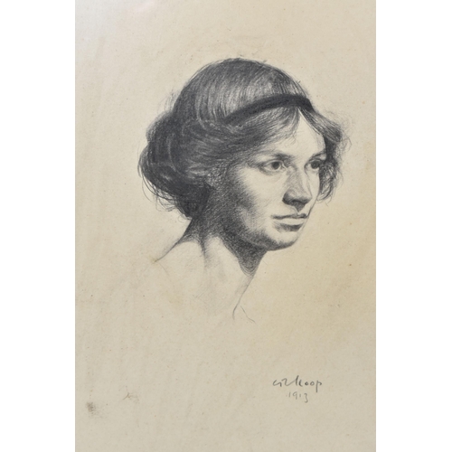 616 - TWO EARLY 20TH CENTURY PORTRAIT DRAWINGS, the first is a head study of a female figure, indistinctly... 