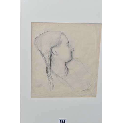 622 - JOHN STANTON WARD R.A (BRITISH 1917-2007) FEMALE PORTRAIT, a portrait of a female figure looking awa... 