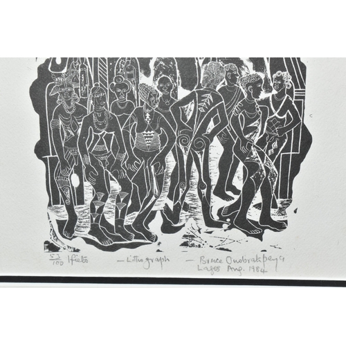 627 - BRUCE ONOBRAKPEYA (NIGERIA 1932) 'IFIETO', a signed limited edition lithographic print depicting Nig... 