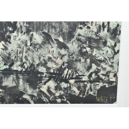 628 - WILLIAM WARE (1915-1999) 'DEMOLITION',  an atmospheric landscape, signed and dated (19)44, ink and g... 