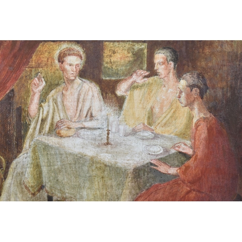 636 - DOROTHY SIMS WILLIAMS (BRITISH B.1943-) 'The Supper At Emmaus', design in tempera, initialled lower ... 