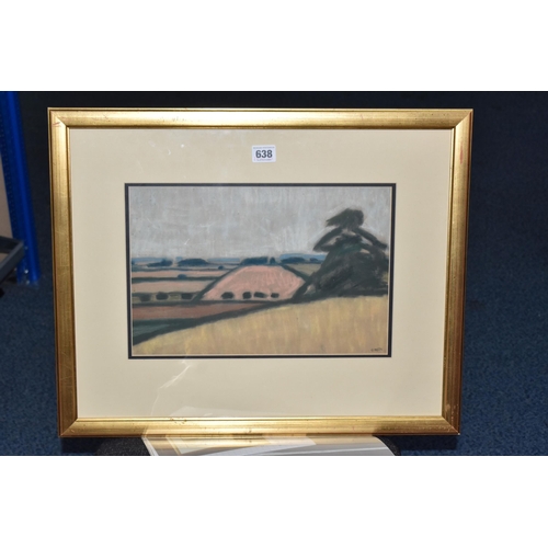 638 - WILLIAM GIBSON (SWEDISH 1909-1988) 'Trees and Fields' pastel, signed lower right, bears labels verso... 