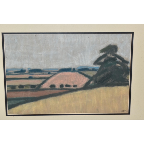 638 - WILLIAM GIBSON (SWEDISH 1909-1988) 'Trees and Fields' pastel, signed lower right, bears labels verso... 