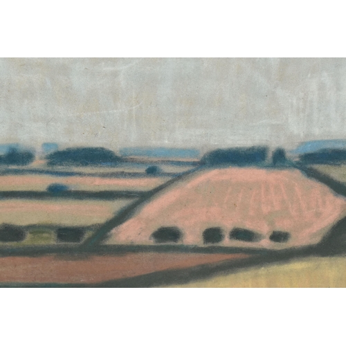 638 - WILLIAM GIBSON (SWEDISH 1909-1988) 'Trees and Fields' pastel, signed lower right, bears labels verso... 