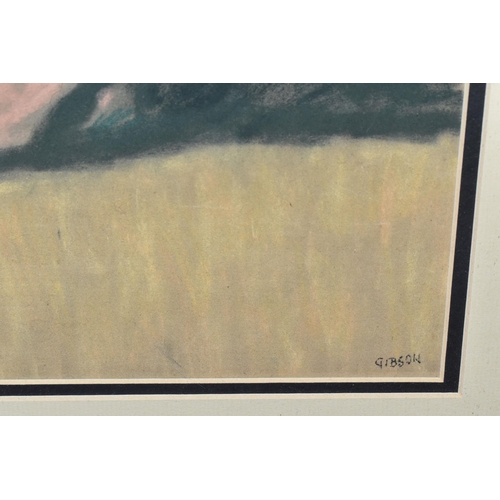 638 - WILLIAM GIBSON (SWEDISH 1909-1988) 'Trees and Fields' pastel, signed lower right, bears labels verso... 