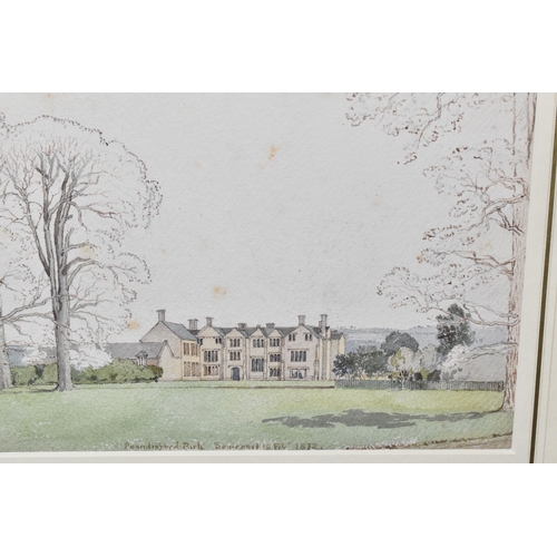 643 - KENNETH MACLEAY (BRITISH 1802-1878) 'Poundisford Park, Somerset 19 Feb' 1872', watercolour, 17cm x 5... 