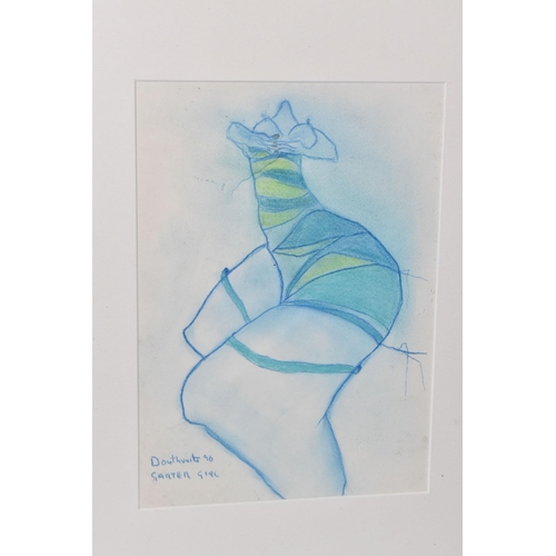 645 - PAT DOUTHWAITE (SCOTTISH 1934-2002) 'Garter Girl', pastel, signed, titled and dated (19)90 lower lef... 