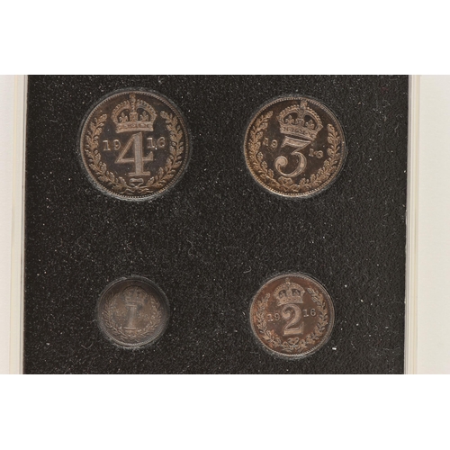 187 - A PERSPEX SET OF GEORGE V 1916 (DARK TONED) MAUNDY COIN SET 4d-1d