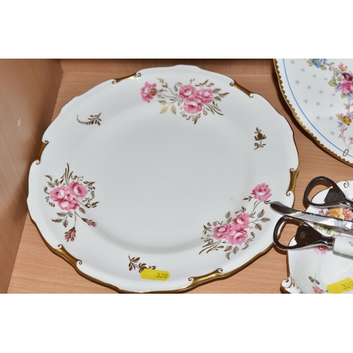 320 - A GROUP OF ROYAL CROWN DERBY CERAMICS to include a 'Royal Pinxton Roses' plate, a 'Pinxton Roses' pl... 