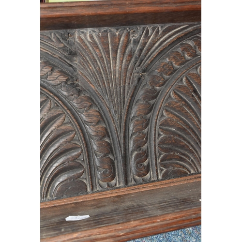 412 - A SMALL GROUP OF SUNDRY ITEMS comprising a  carved wooden shelf with decorative designs, a framed Al... 