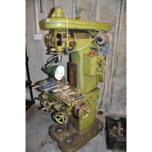 1019 - A VINTAGE HERBERT No.0V MILLING MACHINE converted to 240volt operation, approximate height 160cm x a... 