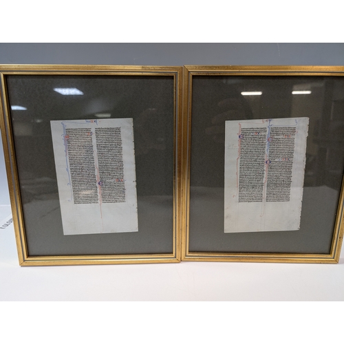 532 - TWO ILLUMINATED BOOK PAGES, A WATERCOLOUR AND TEN RELIGIOUS THEMED PRINTS, the illuminated pages are... 